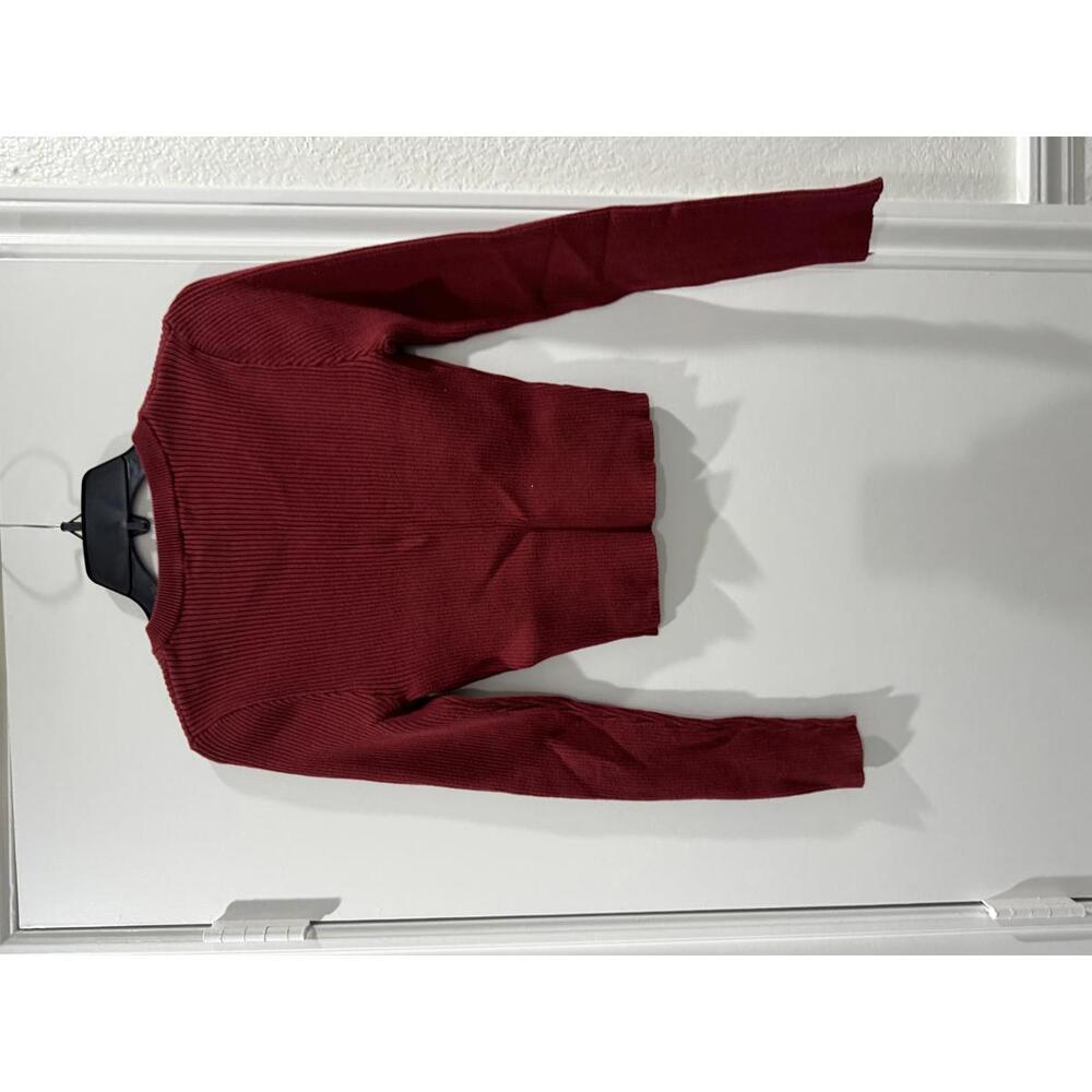 Forever 21 Red & Green Ribbed Henley Long Sleeve Crop Sweater Set- Size Small - Picture 3 of 9